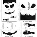 Dettaglio degli adesivi neri di Halloween con misure del viso di fantasma e mani scheletriche - Stile Mani di Fantasma Demone