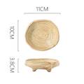 Handmade wabi-sabi ceramic small plate in beige, size 11cm x 10cm x 3.8cm dimensions - Four Footed Spiral Sauce Dish