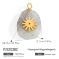 Water drop natural stone pendant in stainless steel with sun motif and size specifications - PJ92038C-Grey White Stone Sun