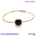 Minimalist 18K rose gold plated stainless steel bracelet with square black zircon stone - Rose Gold Black Stone