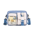 Lindo bolso bandolera de lona estilo japonés en azul y beige con insignia de astronauta - Azul