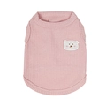 Pink ribbed pet vest with a cute white bear patch for small dogs and cats - Peach Pink