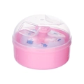 Boîte à poudre rose pour bébé avec houppette douce et motif de chat de dessin animé - Rose
