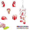 DIY Valentine Diamond Painting Wind Chime Kit with Gnome and Heart Pendants - Gnome Rose Gift Box Style