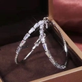 Luxe silver C-shaped hoop earrings with pave zircon baguettes in a gift box - Channel Set Baguette Zircon (E1835 Silver) / 925 Silver Needle / Silver