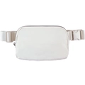 Cream-white waterproof nylon sports waist bag with adjustable strap and plastic buckle - 20.5*14*5cm / Beige