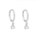 Elegant 925 sterling silver hoop earrings with circular sparkling cubic zirconia stones - Silver (White Zirconia)
