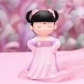 Traditional Chinese style girl figurine in pink and purple Hanfu with floral hair buns - Medium Tsundere Pose