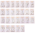 White chenille adhesive alphabet patch set with gold glitter border and peel and stick back - Full Set of 26 Letters / White