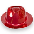 Chapeau de fête rouge métallique brillant style fedora pour événements festifs - Rouge