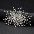 Pettine per capelli da sposa con cristalli marquise e filo d'argento su fondo nero - Argento