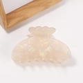 Pince à cheveux en PVC blanc nacré irisé avec bordure en coquille pour femmes - Blanc Irisé
