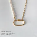 Retro DIY-Halskette mit weißen Perlen und 14K Gold Edelstahl Büroklammer Gliedern - Großer Karabiner Mix Perle Büroklammerkette (XNL0044-2) / 14K-Gold