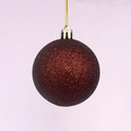 Sparkling dark brown glitter Christmas ball ornament with a golden string hanger - 2cm / Coffee Glitter (No Cap/String)