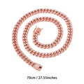 Classic 13mm iced out Cuban link chain in rose gold finish with 70cm length - 70cm / Rose Gold