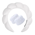 Plush white sponge headband and wristband set made of soft absorbent terry cloth - Velvet White Headband + 2 Wristbands