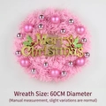 60cm pink Christmas wreath with frosted ornaments and golden Merry Christmas sign - Standard Decoration / 60cm / No Lights