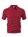 Détail de la maille à chevrons sur un polo pour hommes rouge foncé avec étiquette de col - S / Bordeaux