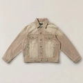 Vooraanzicht van khaki denim jas met strass steentjes en luxe sprankelende kristallen - L / Wild Diamond/Khaki met Strass
