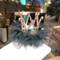 Molletta a corona per bambina oro rosa con strass e dettaglio in rete nera soffice - Nero