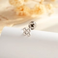 Minimalist silver clover stud earring featuring a square four-bead design on a screw back - Polished Small Flower (A1006-Single Piece)