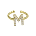 Minimalistischer Ring aus 18k Messing mit Perlen-M-Buchstaben in Gold-Finish - M / Gold