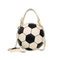Creative soccer shaped crossbody bag with classic black and white texture and gold chain - Soccer White