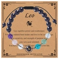 Handmade Leo zodiac bracelet featuring blue sandstone and mixed gemstone beads on woven cord - Leo (Woven Style)