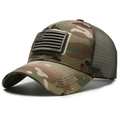 Tactical jungle camouflage baseball cap with American flag patch and green mesh back - Camo Yellow