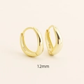 Irregular 12mm geometric gold-plated S925 silver hoop earrings with glossy finish - Golden (12mm)