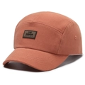 Cappello a 5 pannelli rosso mattone con patch in pelle marrone e fori di ventilazione - Regolabile / Arancione