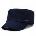 Navy blue cotton cadet cap with metallic SPORT emblem on the side for casual outdoor wear - Adjustable / Navy Blue