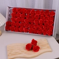 Handmade red soap rose gift set in a white box for Valentine's Day decorations - 3 Layers (50 Pcs/Box) / Red