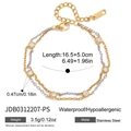 Bracciale a doppio strato in acciaio inossidabile con zircone e finitura bicolore - Catena a Doppio Strato Oro Argento (JDB0312207-PS)