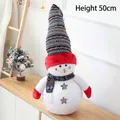 Plush 50cm tall Christmas snowman doll with red knitted hat and matching scarf decor - 50cm Ethnic Style Snowman Doll