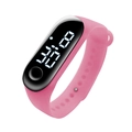 Pink silicone band sports digital watch with black LED screen and minimalist design - Pink