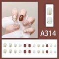 Set da 24 unghie finte eleganti con sfumature crema e marrone e onde dorate - A314 (Stile Colla)