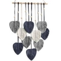 Decorazione murale in macramè fatta a mano con 12 foglie in blu navy, grigio e bianco - Foglie Blu 40*80CM