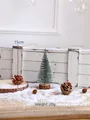 Mini 15cm tabletop Christmas tree with wooden base and white snow coating decor - Green 15CM