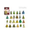Christmas tree themed boxed stickers with 46 pieces of hand-drawn decorative paper - A Touch of Christmas Green