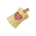 Luxurious gold-plated heart pendant with vibrant red crystals and textured finish - Gold with Rose Red Zirconia Heart Pendant
