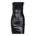 Slim fit black faux leather strapless mini dress with high-gloss finish and bodycon silhouette - L / Bottoms / Black