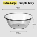 Extra large transparent grey PET plastic washbasin with 45cm diameter and 16cm height - Extra Large / Simple Grey