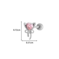 Pink heart zircon bow earring in silver steel finish, dimensions 0.72cm by 0.51cm - 1# Silver (Bowknot Heart)