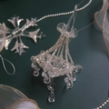 Sparkling silver snowflake chandelier glass ornament with glitter for Christmas tree - French Chandelier 7x15CM