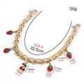 Catena dorata con ciondoli fragola e ciliegia, lunghezza 32,5 cm per borse - Stile Fragola e Ciliegia - 30cm Confezione Singola