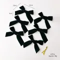 Set of 6 dark green velvet bows with gold ties, 13x13cm Christmas tree ornaments - 3.8cm Dark Green / 6 Pack