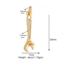 Golden wrench pendant charm with sparkling cubic zirconia inlay and detailed dimensions - Gold Zirconia Adjustable Wrench