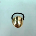 Punk style irregular golden alloy hair tie with a high elasticity black rubber band - 1056-15 (Mirror Polished Disc)