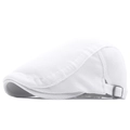 White breathable mesh newsboy cap with adjustable side buckle for summer sun protection - White